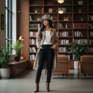 NWT Cream Leopard Wide Brim Fedora Hat with Belt Buckle!